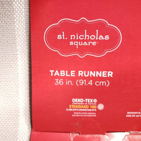 Farmhouse Christmas Table Runner 36 In St. Nicholas Square Cotton Holiday Decor - Picture 5 of 6